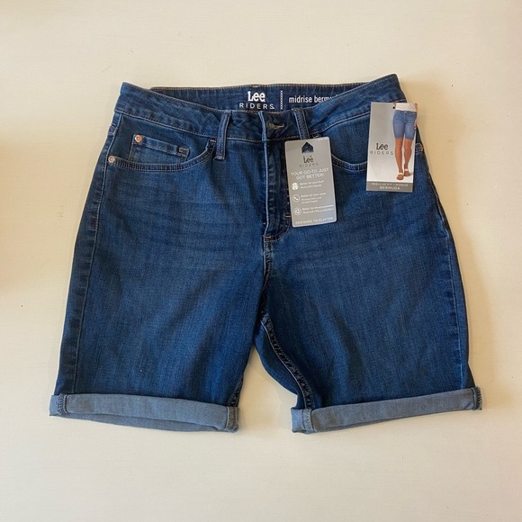 NWT Lee Riders Midrise Bermuda Shorts in Iron Blue - Size 8 - Picture 5 of 10